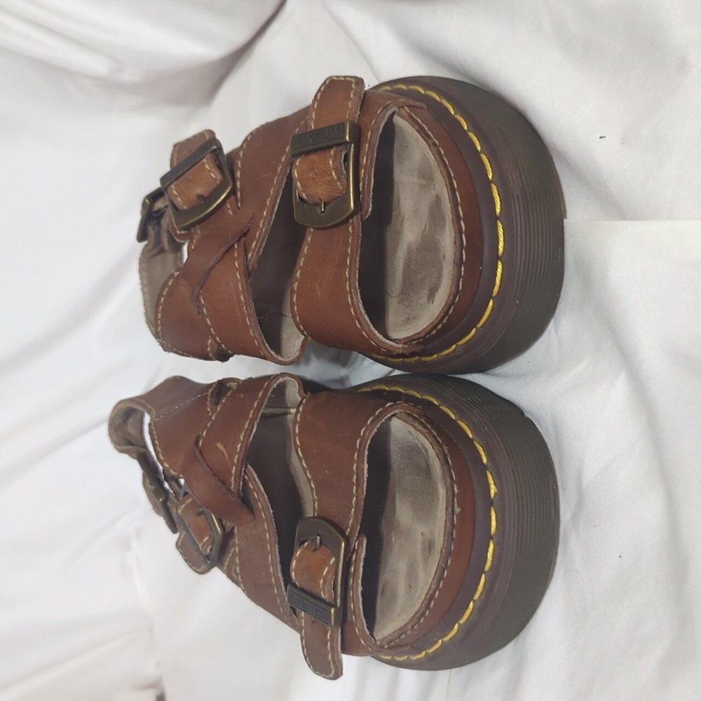 Dr. Martens Docs Leather Chunky Triple Buckle Platform Sandals 8209 Sz 7 Y2K 90s